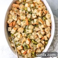 This easy classic stuffing recipe is made with simple ingredients and only a few minutes of prep work.