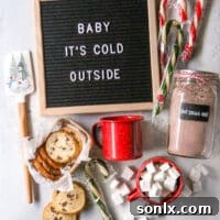 DIY hot cocoa gift basket with homemade hot cocoa mix