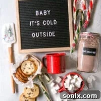 DIY hot cocoa gift basket with homemade hot cocoa mix