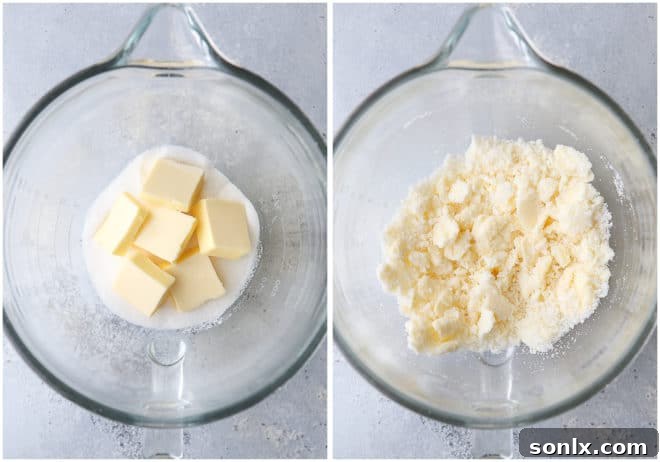 Step-by-step guide on how to properly cream butter and sugar for baking.