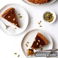 taking a forkful of chocolate pumpkin tart slices