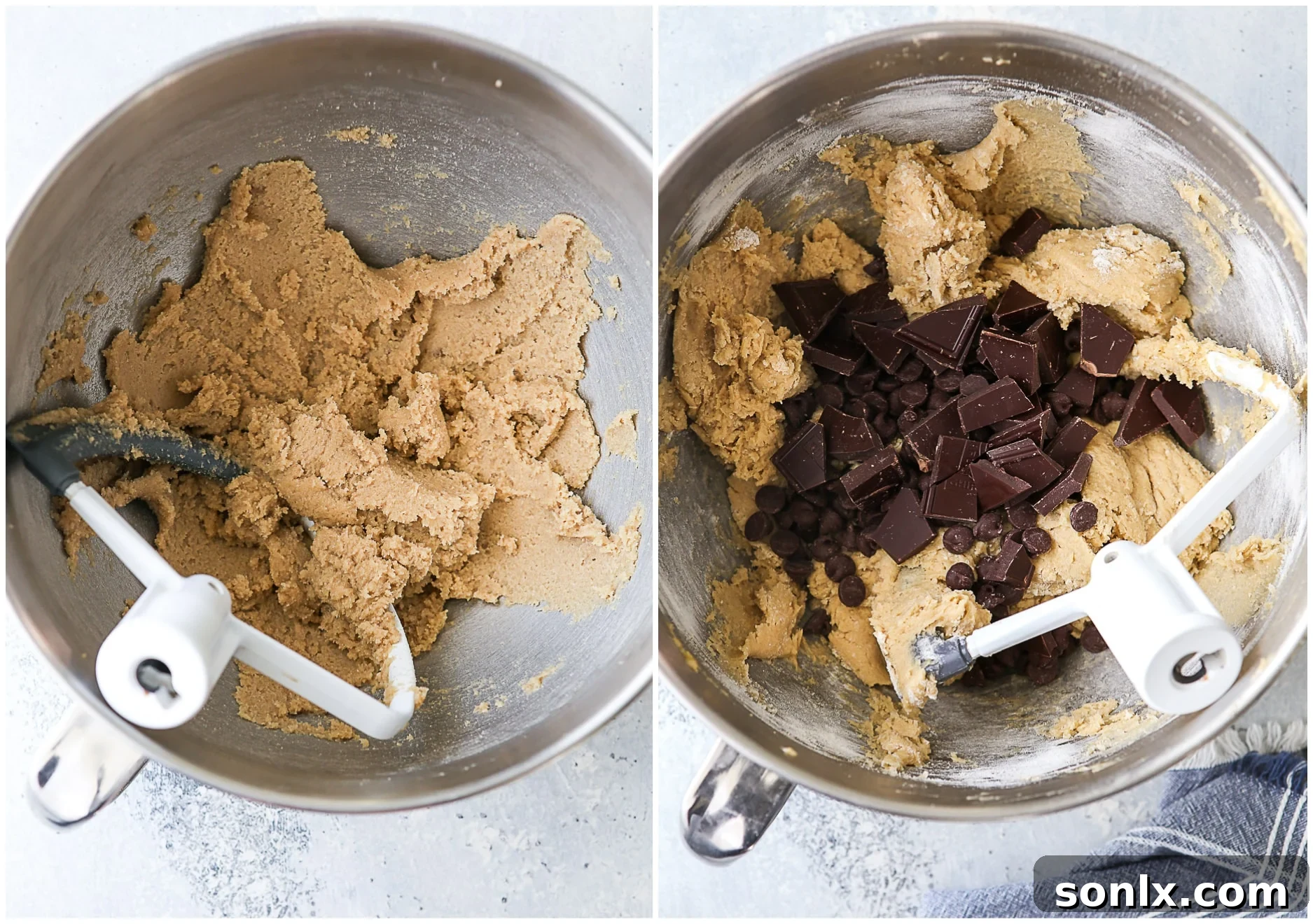 making chocolate chip cookie dough