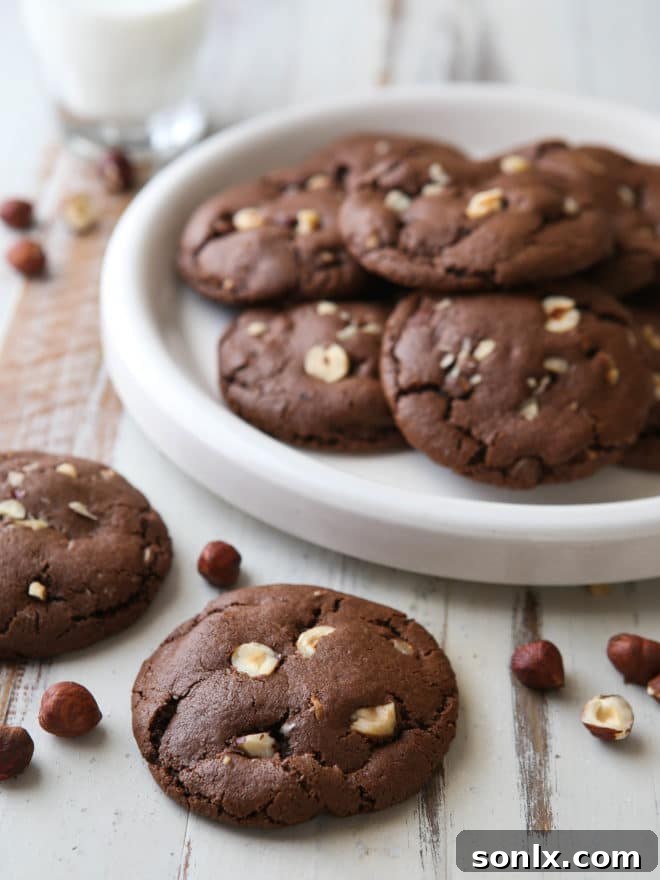 Close-up of a Chocolate Hazelnut Cookie