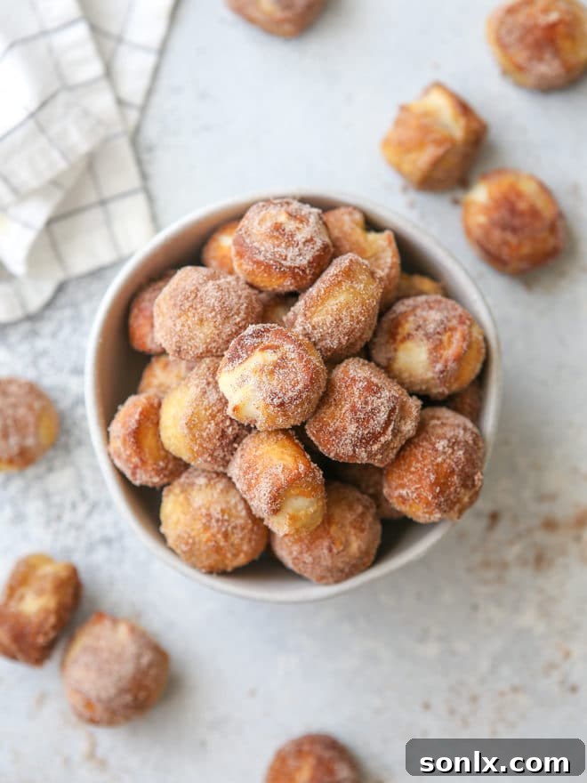 These cinnamon-sugar pretzel bites are soft, buttery and perfectly spiced. They're a delicious sweet treat!