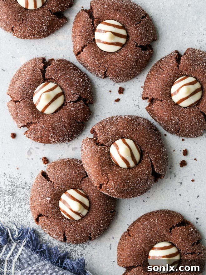 Close-up of baked Chocolate Hugs Cookies