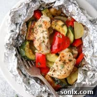 Chicken and Veggie Tin Foil Dinners, showcasing a small image for the recipe card.