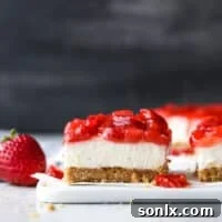 No-Bake Strawberry Cheesecake Bars thumbnail