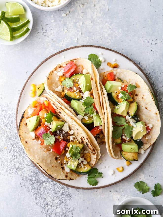 Simple grilled veggie tacos, fresh, healthy, and full of flavor for a quick meal