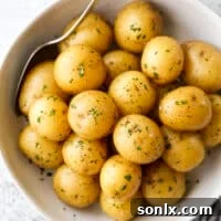 buttery boiled potatoes in a serving bow