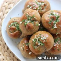 Delicious Multigrain Garlic Knots with butter and parsley