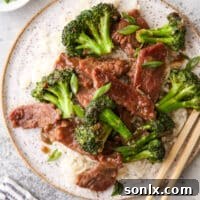 plated beef and broccoli stir fry