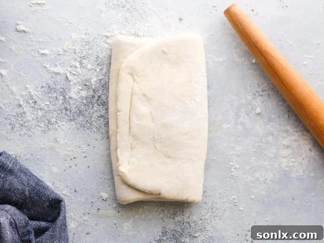 finished puff pastry dough on table