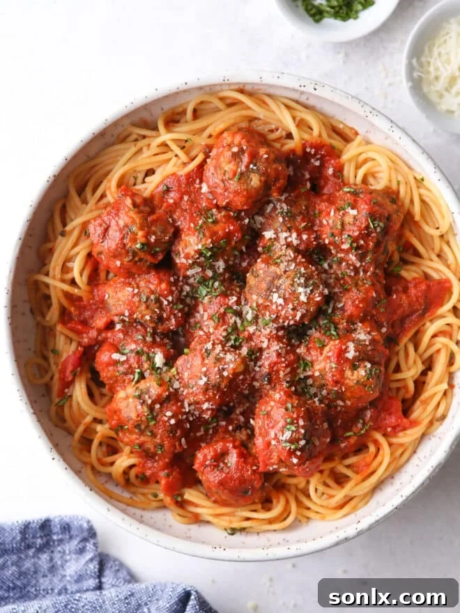Homestyle Spaghetti and Meatballs 2 a big bowl of spaghetti with meatballs