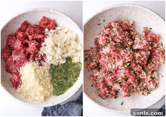 Homestyle Spaghetti and Meatballs 4 mixing meatballs