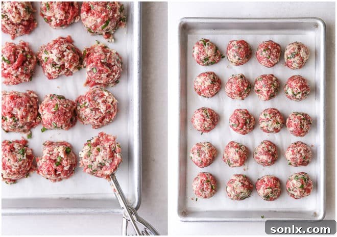 Homestyle Spaghetti and Meatballs 5 shaping meatballs