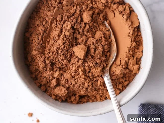 unsweetened cocoa powder in a bowl