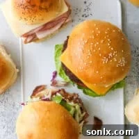 overhead sandwiches, sliders and burgers on different buns