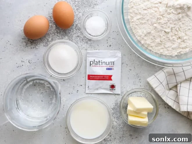 ingredients for homemade sandwich rolls
