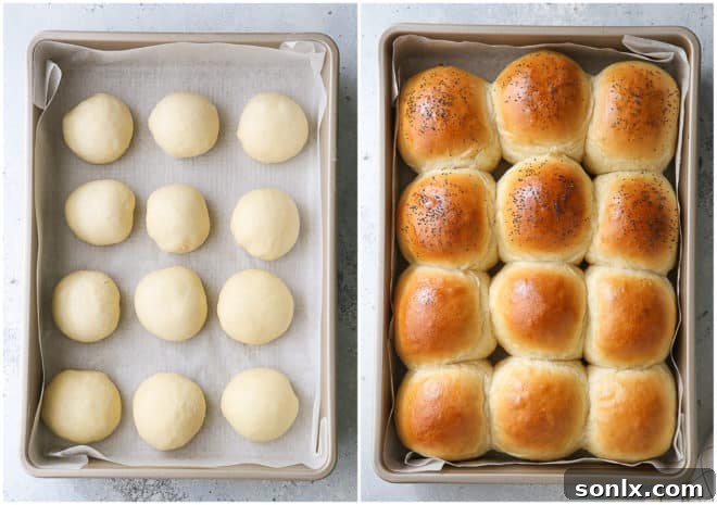 slider buns before and after baking