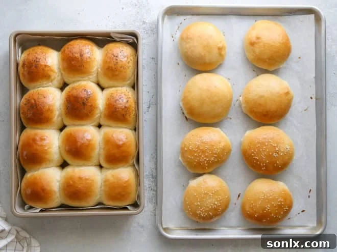 baked slider rolls and burger buns