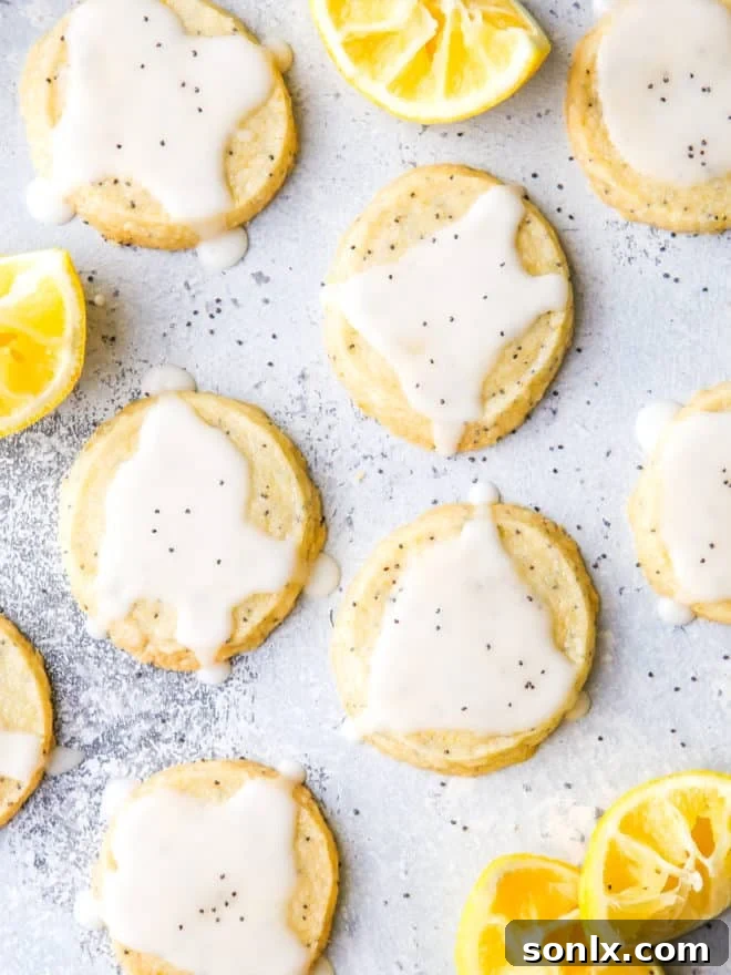 lemon poppy seed shortbread cookies