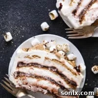 No-campfire required for this S'mores No-Bake Icebox Cake!