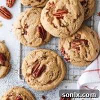 Beautifully baked brown butter pecan cookies, golden and inviting.