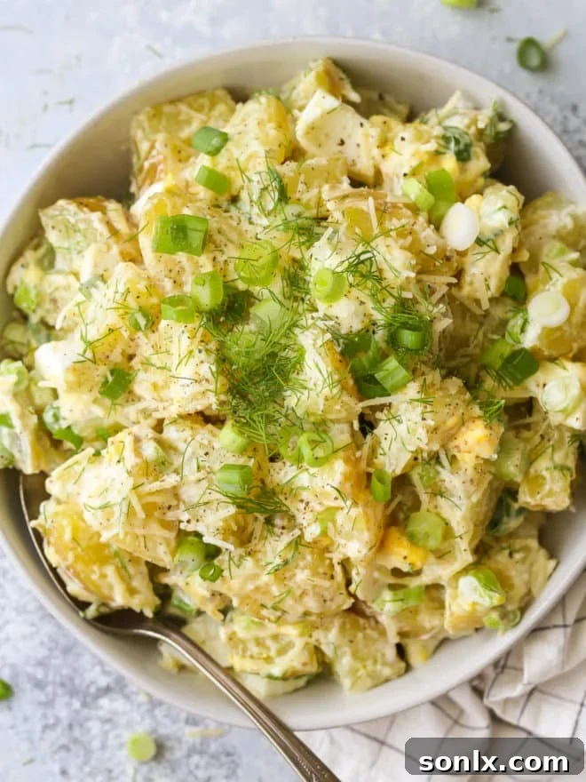 closeup of the best potato salad