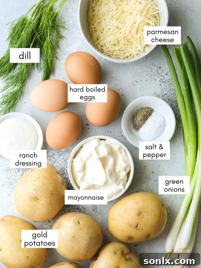 ingredients you'll need to the best potato salad