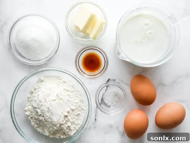 ingredients for homemade crepes