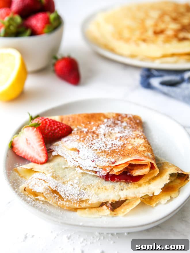 crepes filled with nutella and jam