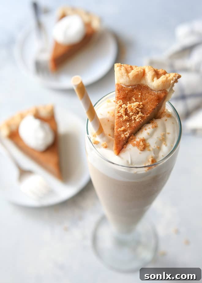 Pumpkin pie milkshake with real pumpkin pie!