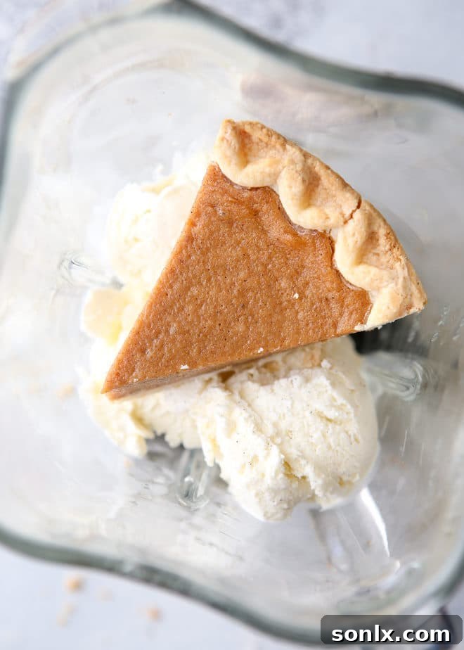 This milkshake has a whole slice of pie in it