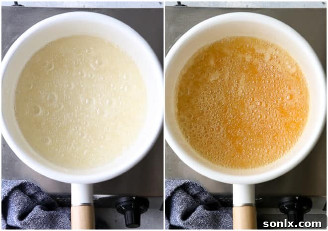The initial steps of the wet method for caramel, showing sugar and water combining.