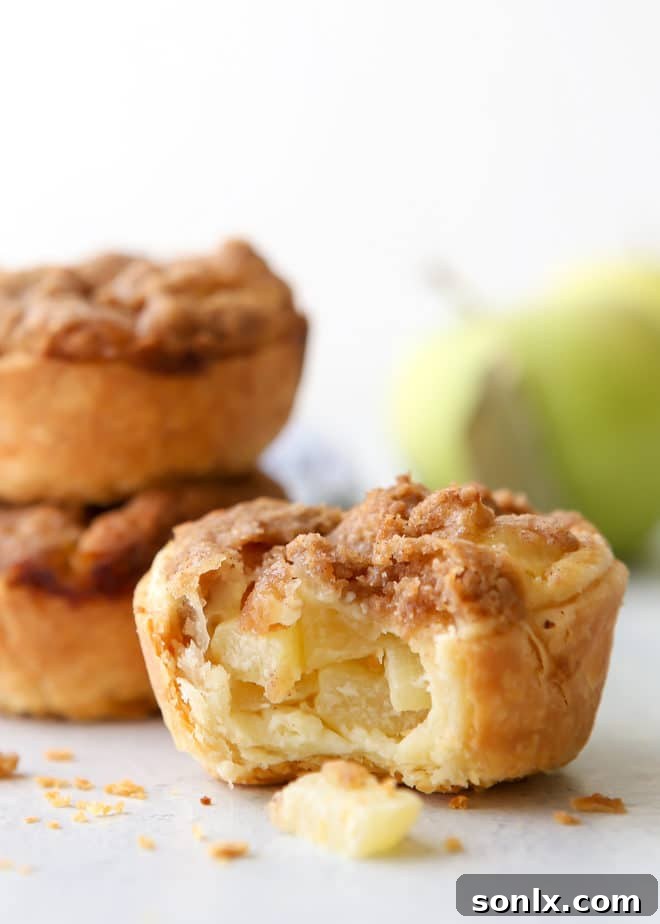 Overhead shot of mini sour cream apple pies