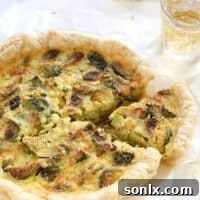 Roasted Brussels Sprout and Gruyere Quiche