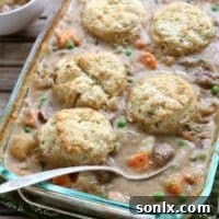 Beef Pot Pie with Herbed Biscuits | completelydelicious.com