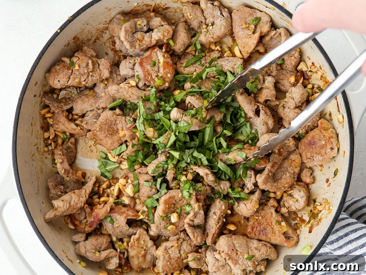 plate with rice and thai lemongrass pork
