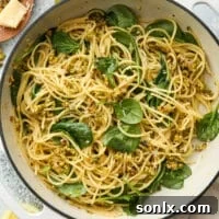 lemon pistachio pasta ready in pan