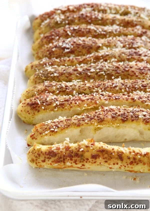 Delicious Pesto Parmesan Pull Apart Breadsticks ready to be enjoyed