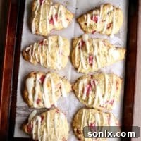 Rhubarb Vanilla Bean Scones | A delightful spring treat with a sweet glaze.