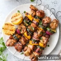 grilled lemon-cilantro veggie skewers on a plate