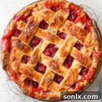 Fruit pie with a golden lattice crust