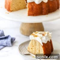 maple bundt cake slice on a plate