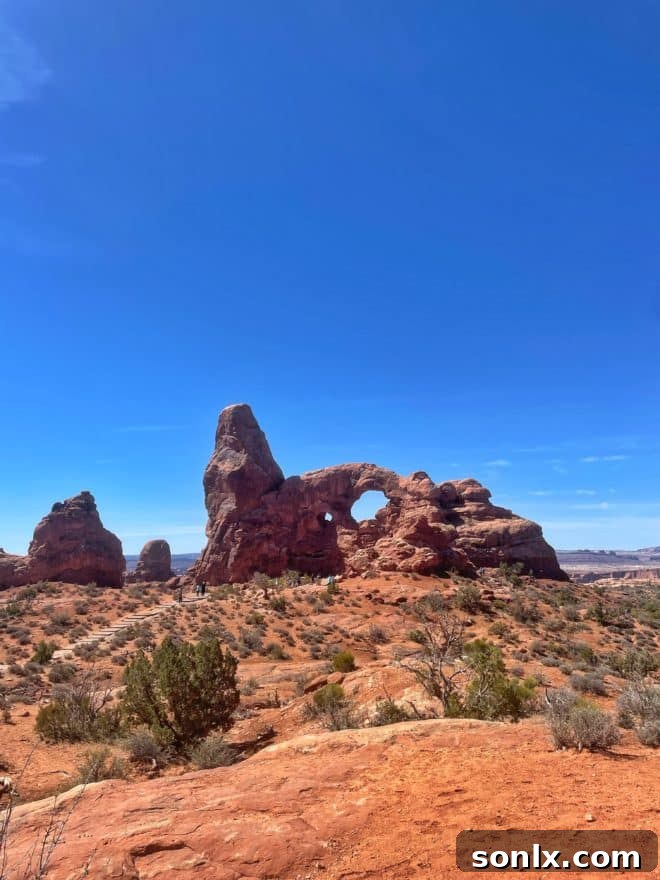 Stunning vista of Moab's rugged canyon landscape under a vast blue sky, inviting exploration and adventure