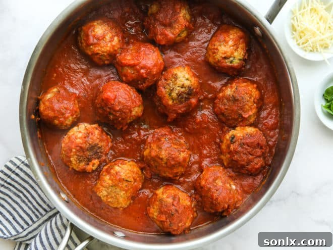turkey zucchini meatballs in skillet