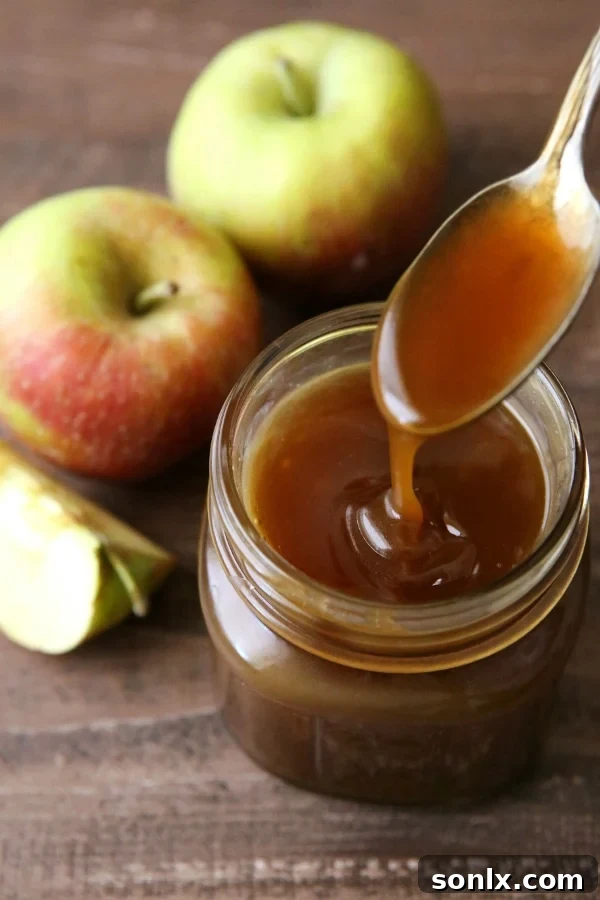 Rich and Tangy Homemade Apple Cider Caramel Sauce for Fall Desserts