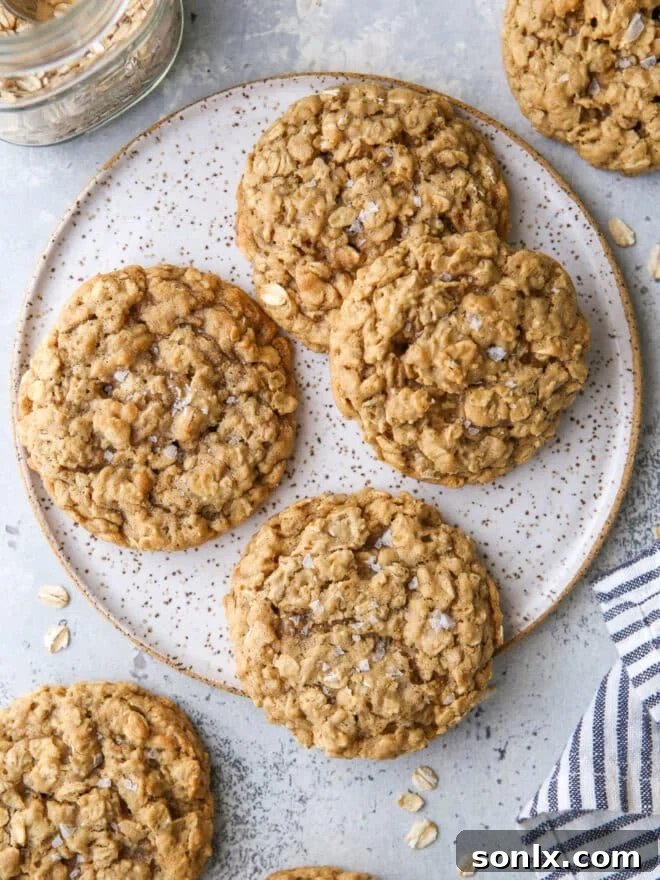 closeup of oatmeal cookies on a plate